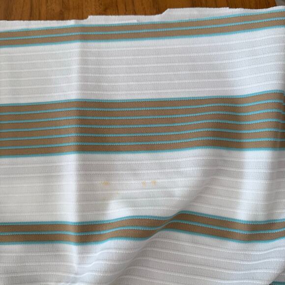 Vintage Stripe Fabric Poly Stretch Aqua Tan White 84 x 64 2 yards - Picture 5 of 9